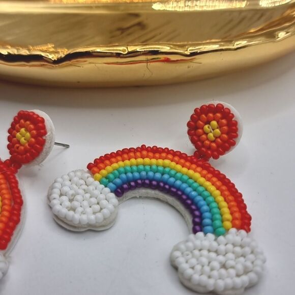 Bling RAINBOW seed bead earrings, Perfect for St Patty's Day and beyond - Picture 6 of 10